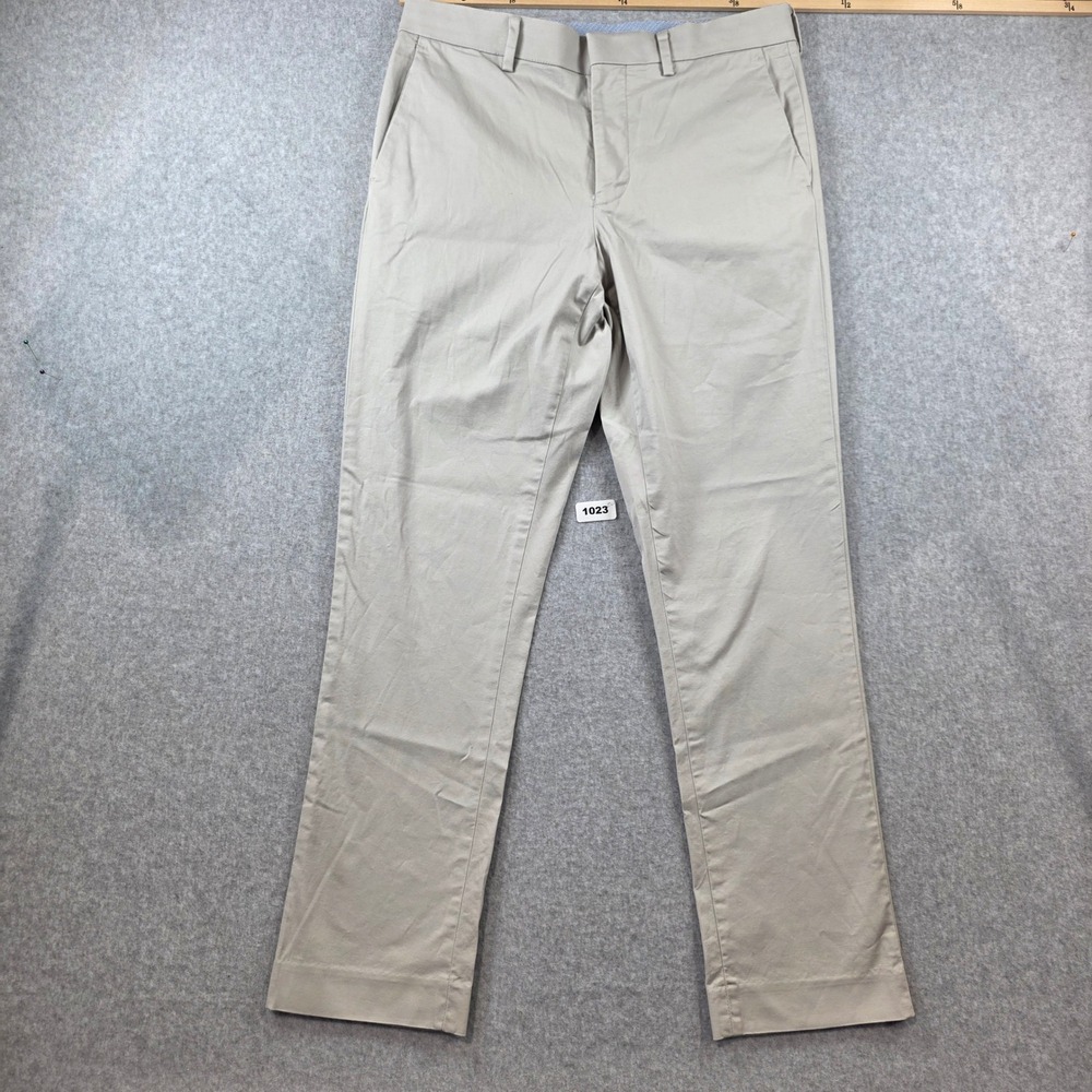 Murano Evan Fit Wardrobe Essentials Mens Chino Pants 31x30 Beige Khaki Stretch